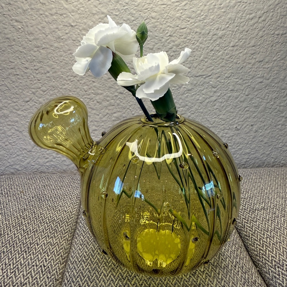 Small Round Balloon Glass Vase, Olive Green — Ashland - Picture 3 of 12